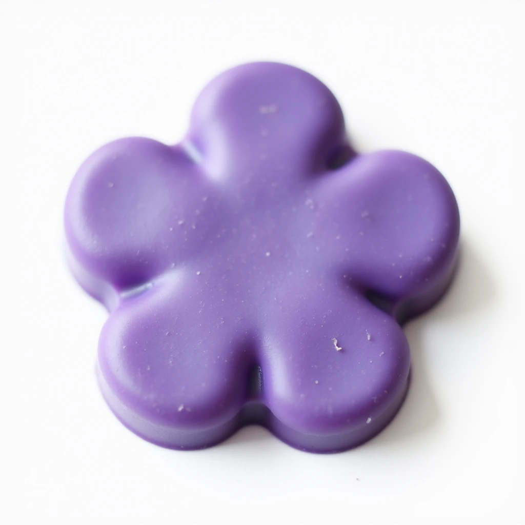 realistic purple flower-shaped candy, isolated on a transparent background, no visible background emoji