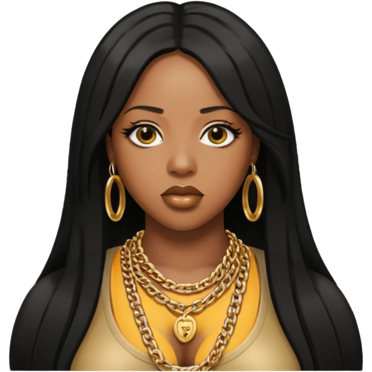 Remy Ma with black long hair emoji