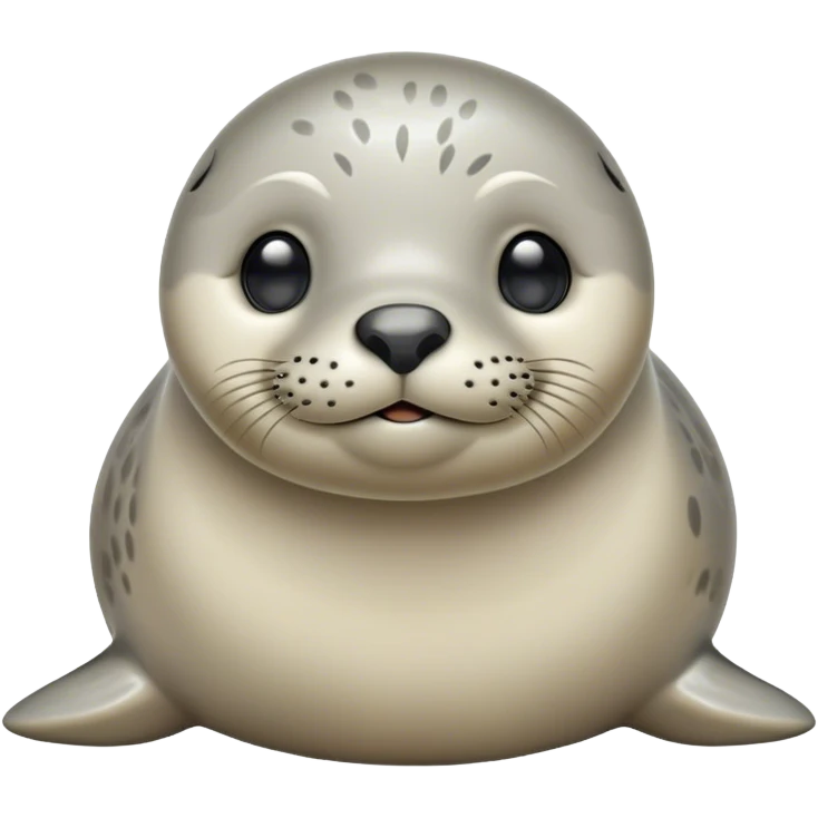 Cinematic Cute harbour seal Portrait Emoji, Head tilted playfully and inquisitively, featuring a charming, plump form with a sleek, shiny body and round, sparkling eyes full of gentle wonder, accented by a subtly contoured head, Simplified yet irresistibly adorable features, highly detailed, glowing with a warm, friendly oceanic glow, high shine, affectionate and lively, stylized with a touch of whimsical seaside charm, soft glowing outline, capturing the essence of a mischievous yet loving harbour seal that seems as if it could pop out of the screen into your arms! emoji