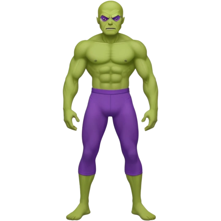 A green man beast infused with gamma radiation wearing purple pants emoji