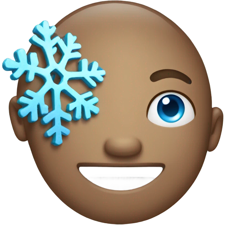 Smiling emoji with light blue snowflake eyes  emoji
