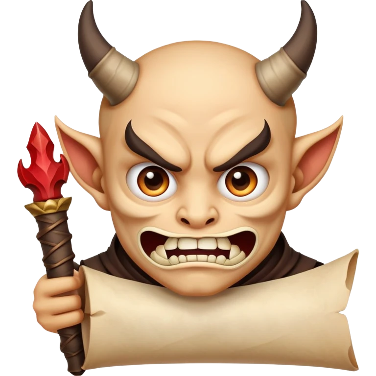 cartoon face holding a scroll parchment in mouth like a Demon Slayer character emoji