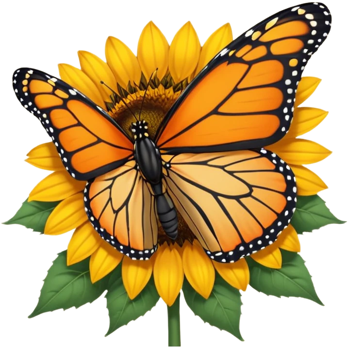 orange Butterfly on Sunflower side angle emoji