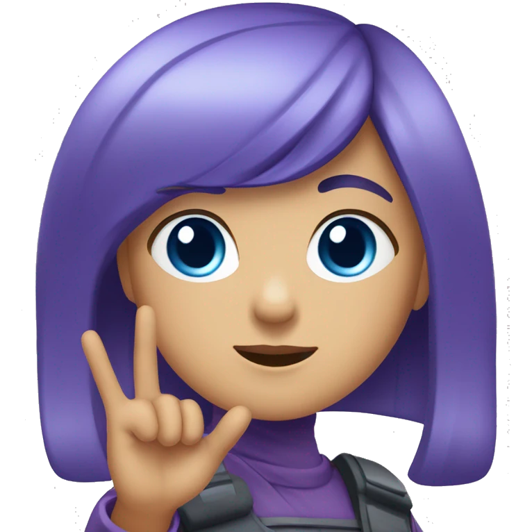 girl with (purple hair), (blue eyes), (saluting pose) emoji