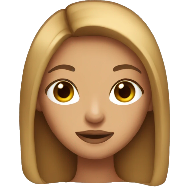 Make a girl with straight long hair, tanned skin, brown eyes, big lips emoji