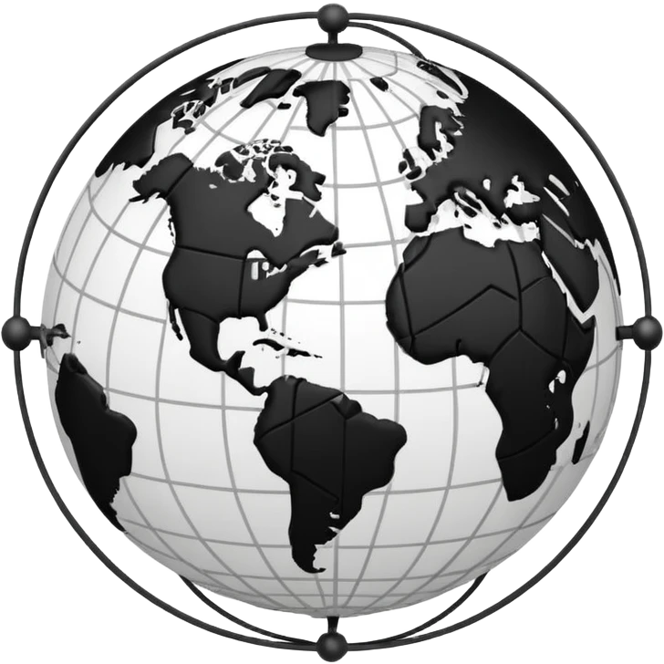 stylized globe with network lines and nodes, mostly white with black accents emoji