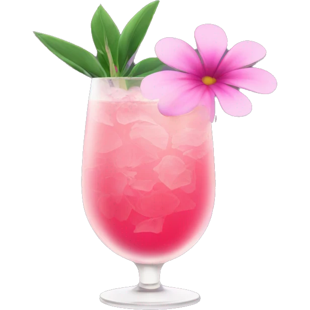 Cocktail with pink flowers emoji