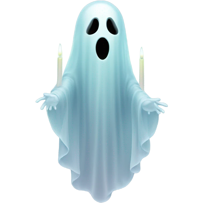 transparent ghost, ethereal, without shape and a candle emoji