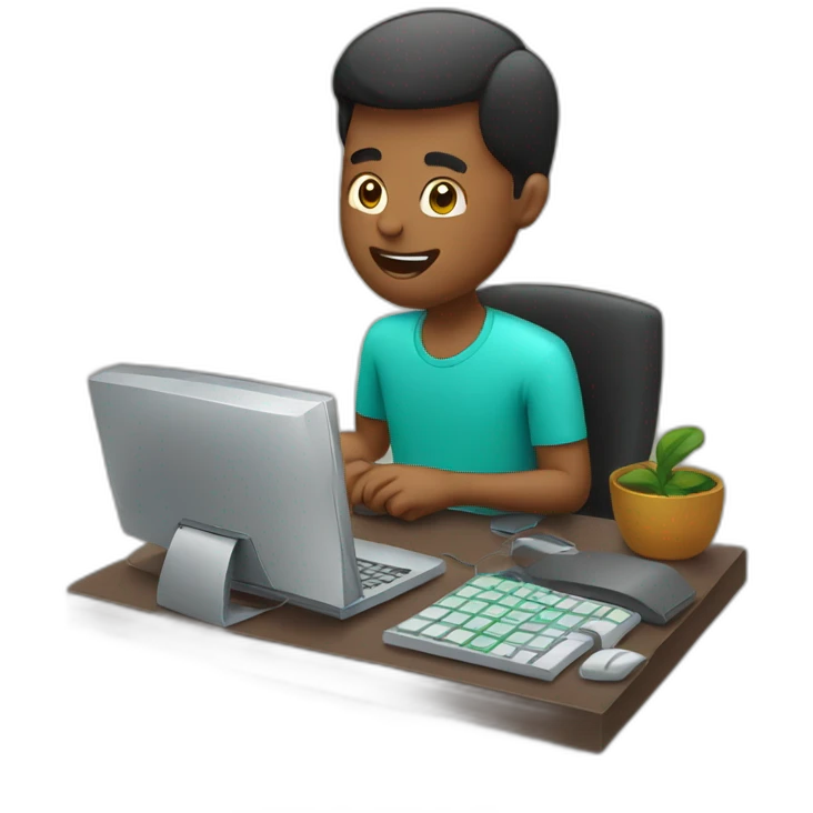Guy trading stocks on computer emoji
