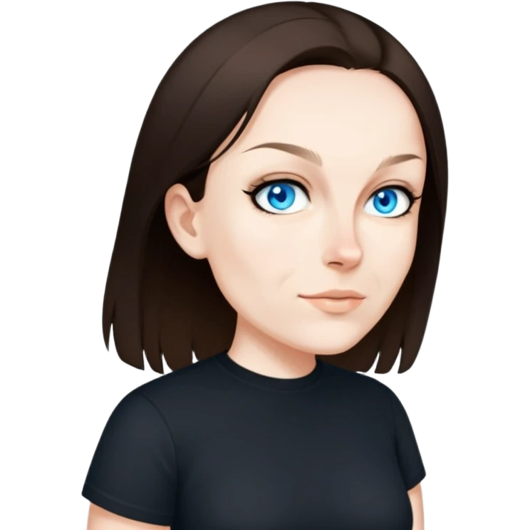 female, wearing black tshirt,  black hair   emoji
