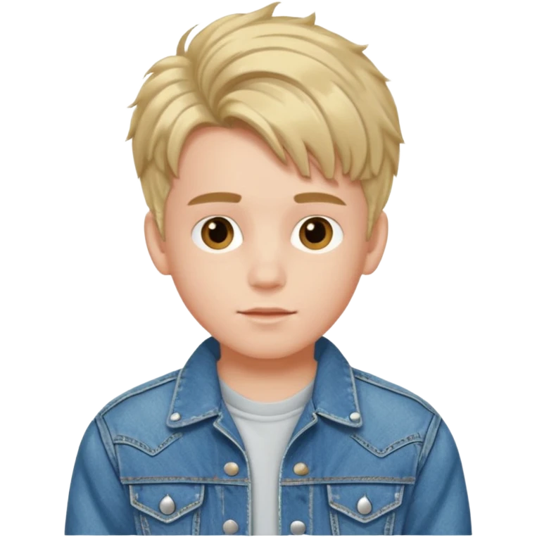 boy with 80s hairstyle and wears fancy denim jacket emoji