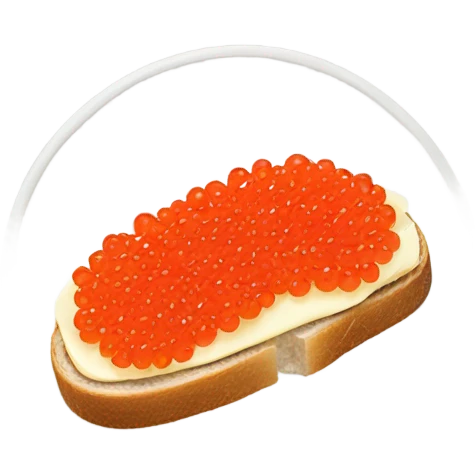 open sandwich with only two ingredients: red caviar and butter emoji