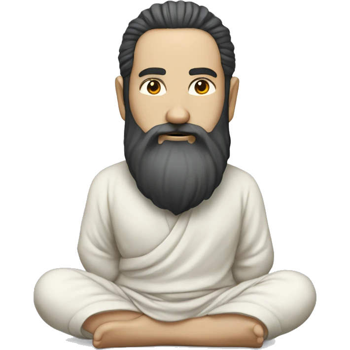 Guru with white skin, dark beard in lotus position emoji