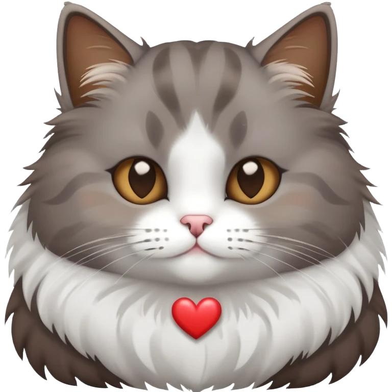 Grey Brown cat with a white heart emoji