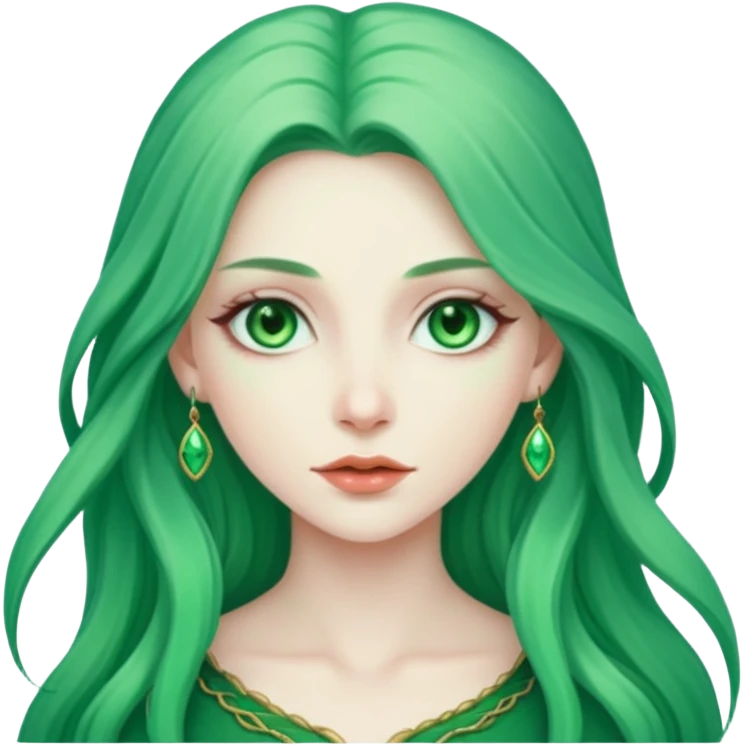 long green haired fantasy woman emoji