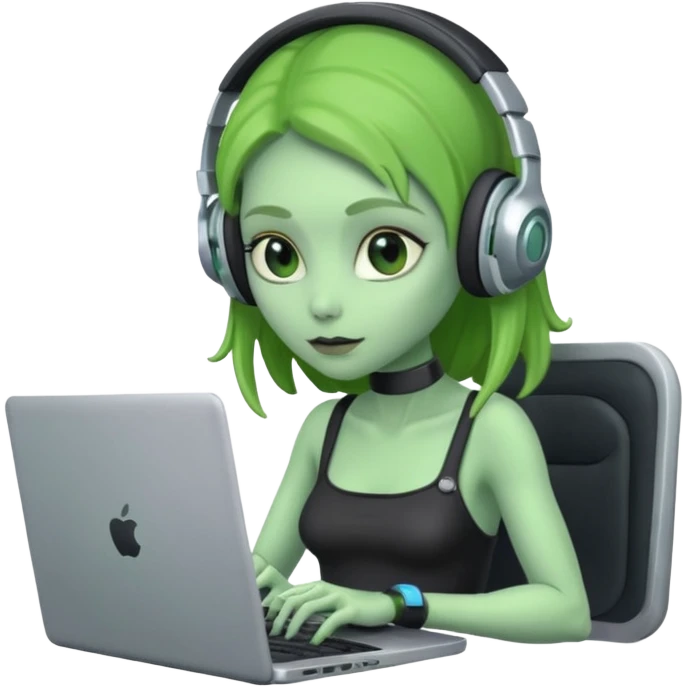 lady alien with laptop. emoji