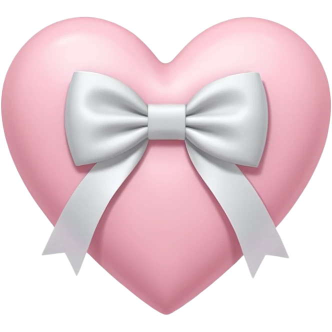 “3D emoji style, pastel pembe kalp, ortasında beyaz renkli fiyonk kurdele, yumuşak parlak yüzey, minimal detay, beyaz arka plan” emoji