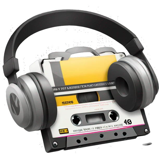 Cassette tape and headphones emoji