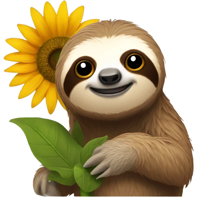 Sloth with a sunflower emoji