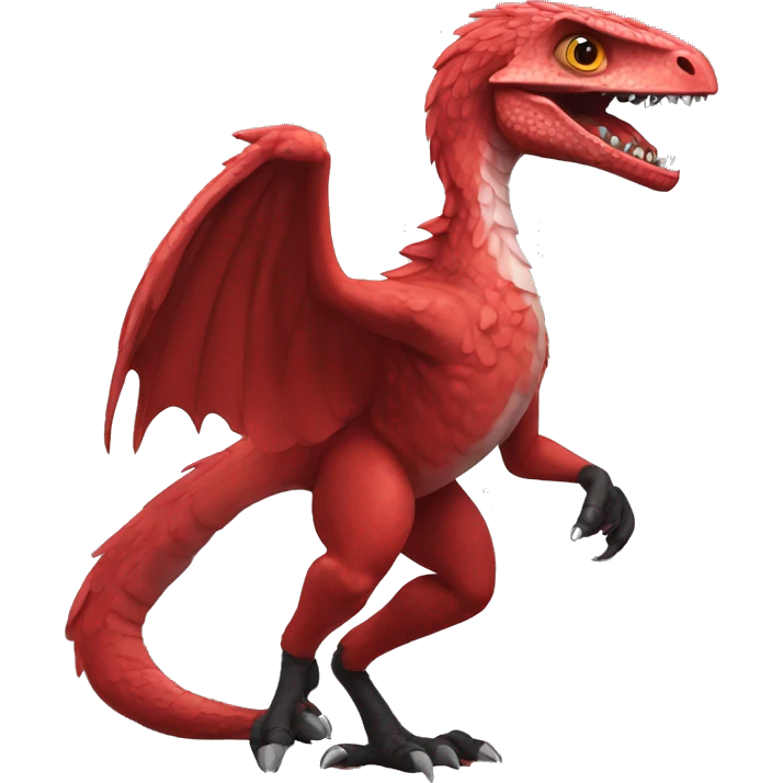 a red raptor with a big claw on his feet emoji