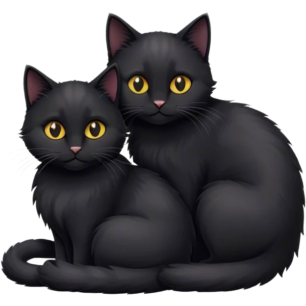 Black cat cuddling another black cat emoji