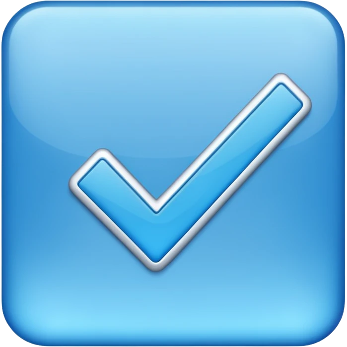 Una raya como ✔️ así pero azul y un cadrado así pero el ✔️ sea más grande emoji