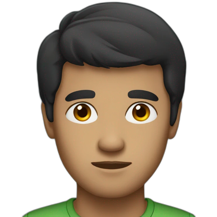 black-haired man with a focussed face emoji