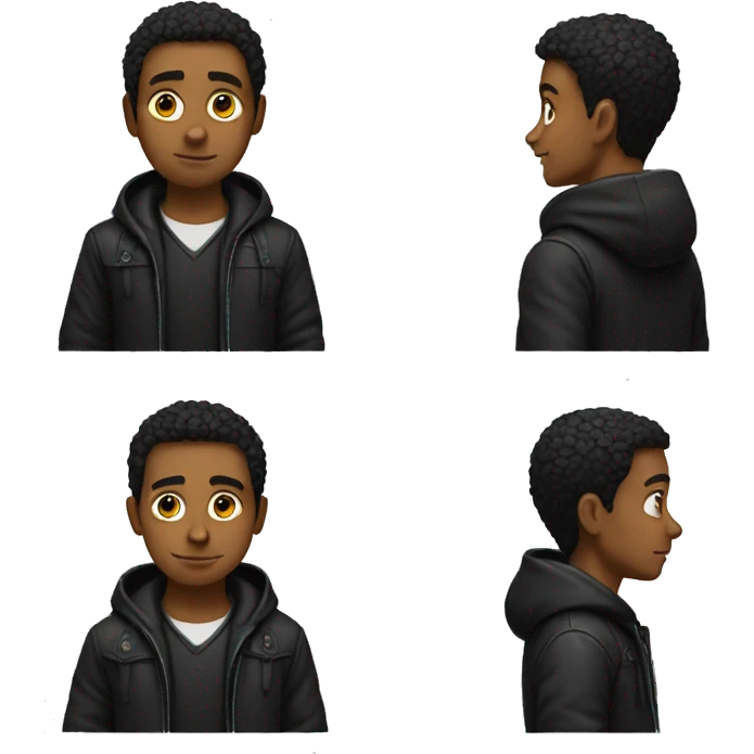 boy in black jacket very strong  emoji