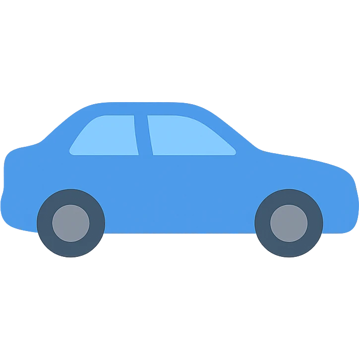 car, flat color icon style, bold shapes, minimal shading, clear silhouette emoji