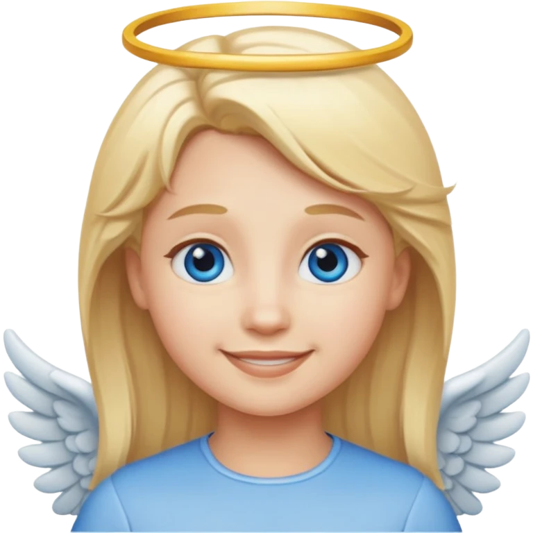 angel emoji blonde hair, blue eyes and smiling emoji