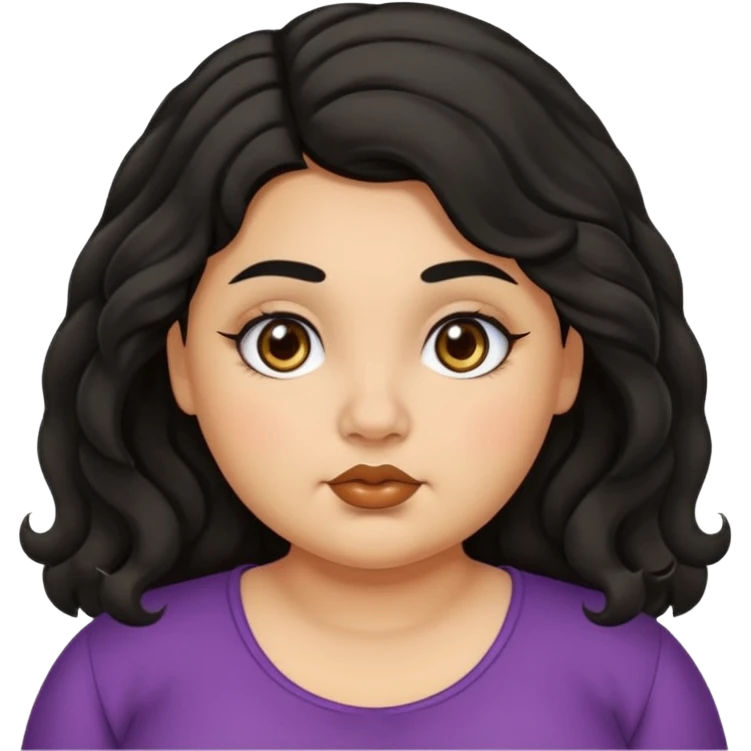 chubby girl with olive skin tone , thick eyebrows , thick nose  and black wavy hairs emoji