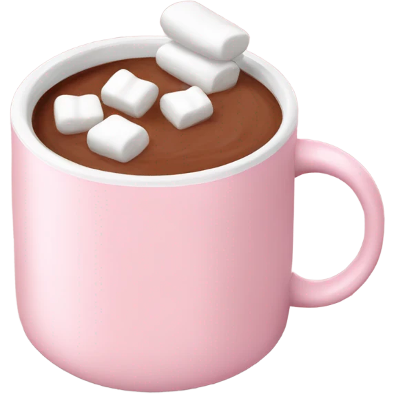 Light Pink mug of hot chocolate with marshmallows  emoji
