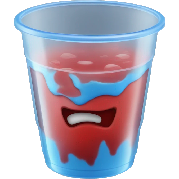 Very realistic blue and red slushy in a see-through plastic cup isolated emoji