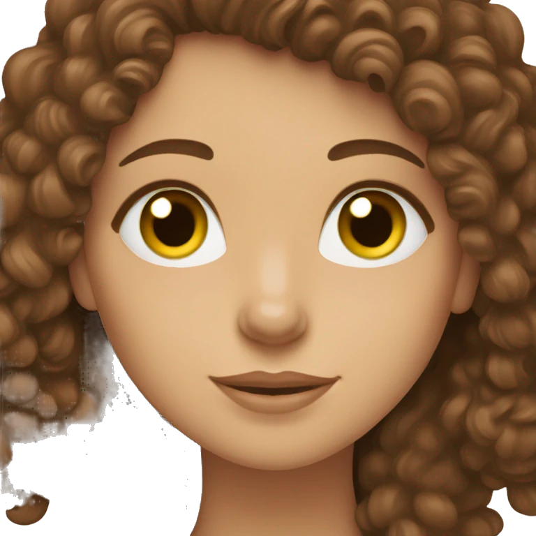 Brown haired green eyed woman with brown labradoodle emoji