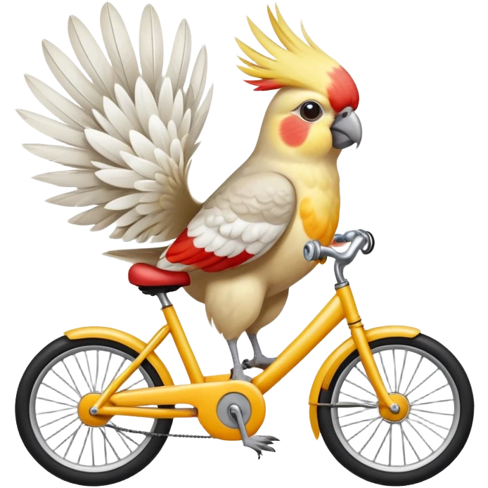 cockatiel riding a bike emoji