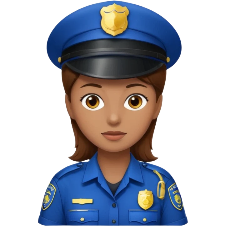 police woman with brown hair and bright skin emoji
