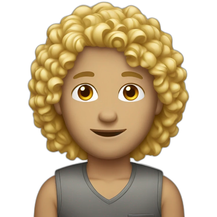 man curly hair blonde laptop emoji