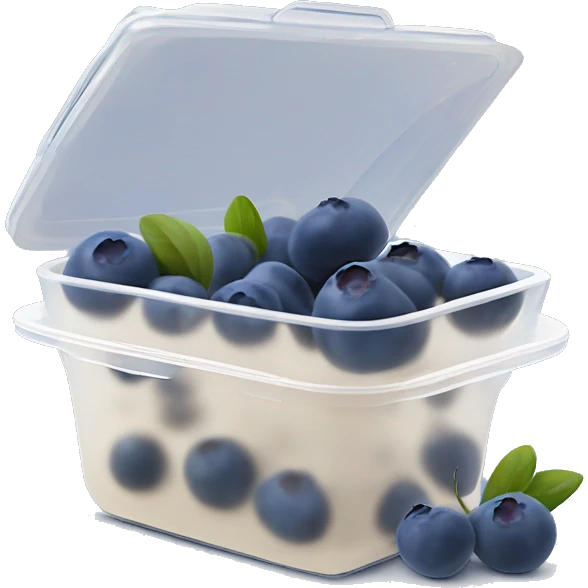 small blueberries in thin plastic container from farmer’s market realistic soft textures no shadow emoji