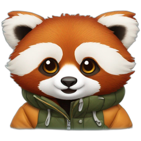 Red panda wearing puffer jacket emoji
