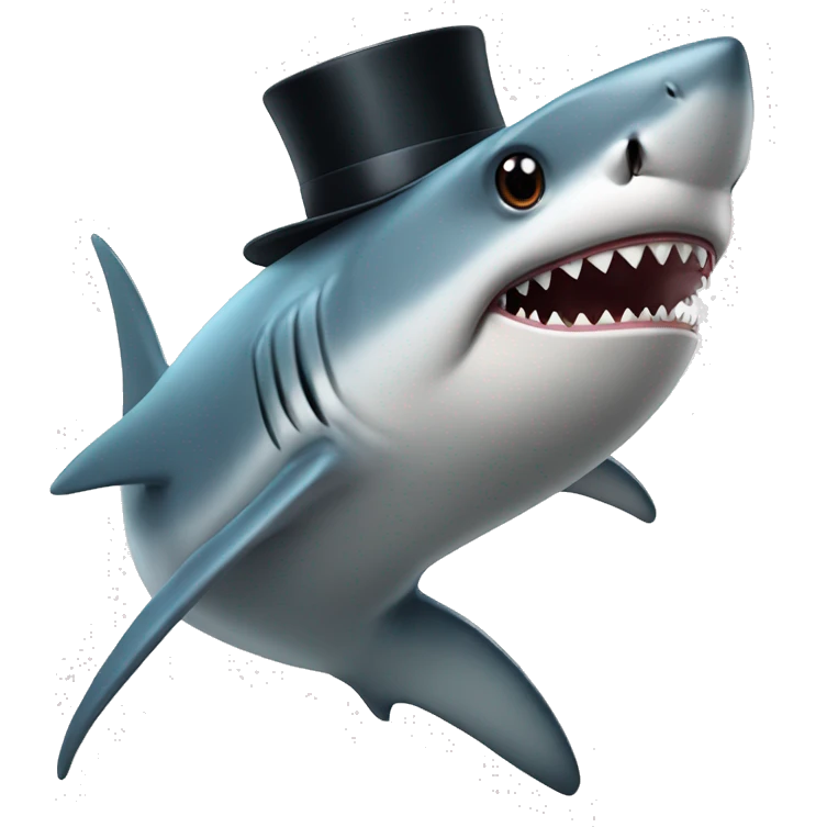 Shark with a top hat emoji
