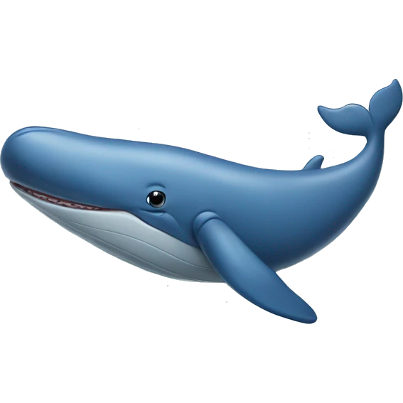 A unique blue whale with a smile and heart front view emoji