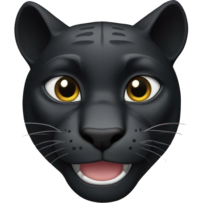 Black panther head, smile, kind look. emoji