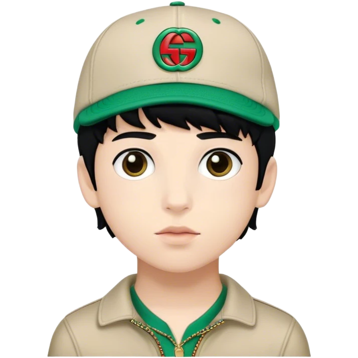 Boy with Black hair and gucci cap emoji