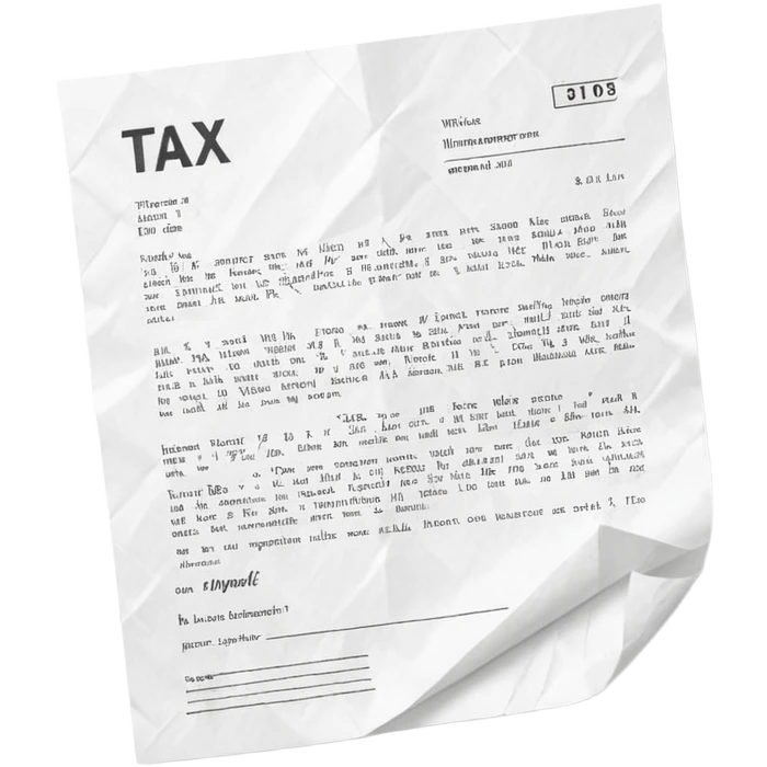 white paper tax document with subtle 'IMPOSTO' text, simple and expressive emoji