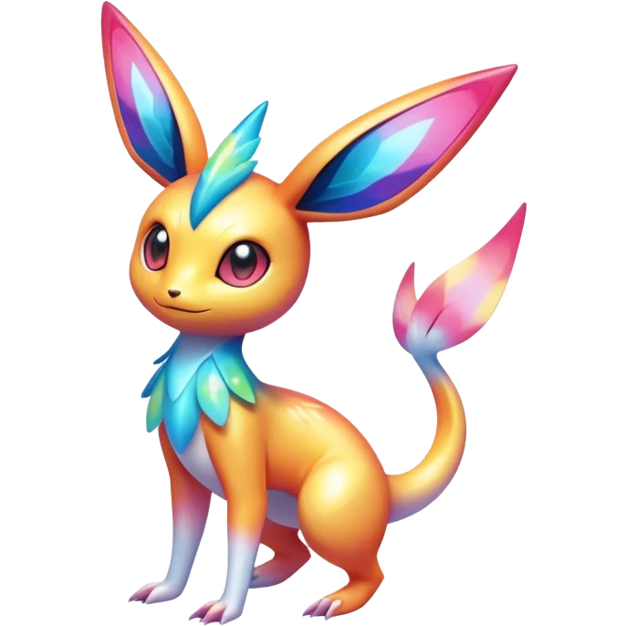 Colorful Shiny Exotic Victini-Salandit-Aurorus-Sylveon-Fakémon-hybrid-creature (full body)  emoji