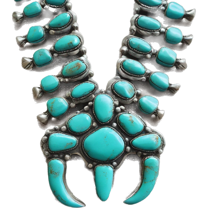 Western turquoise squash blossom necklace  emoji