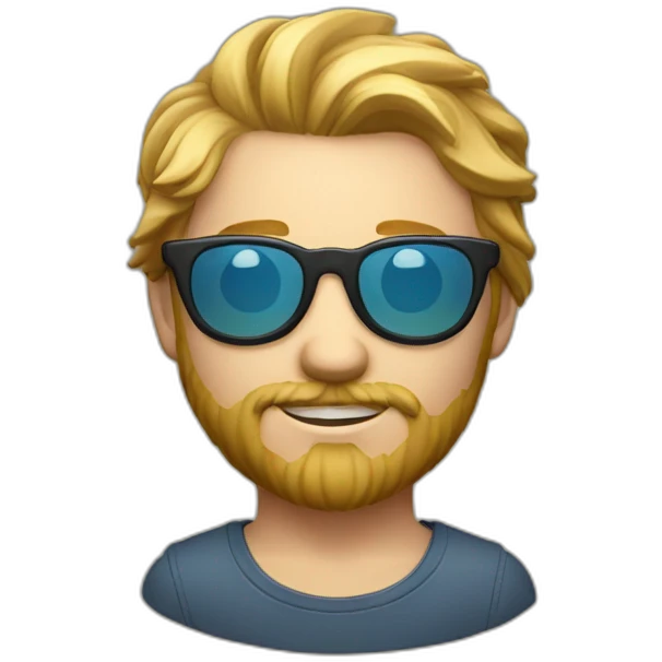 A boy with sun eyeglasse and long facial hair and white skin emoji