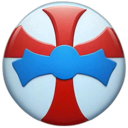 badge half lower red and half upper blue with a white cross in the middle emoji