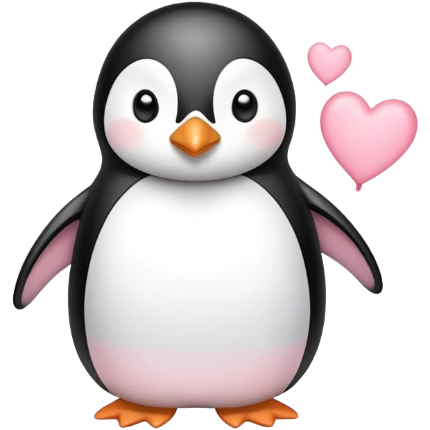 Penguin with light pink hearts emoji