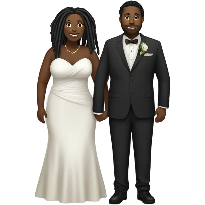 full body Plus size couple with locs wedding pale emoji